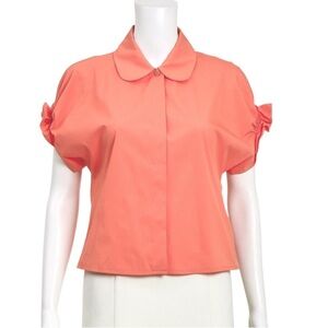 COS Peach Ruffle Sleeve Blouse Peter Pan Collar Soft Pink-Orange NWT